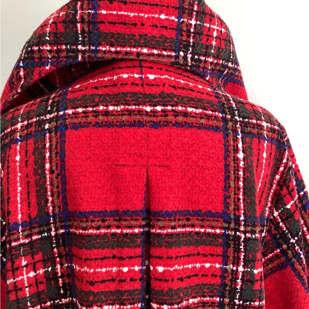 Damee Women's Size L Red Plaid Designer Dress Blazer NWOT - Picture 4 of 6